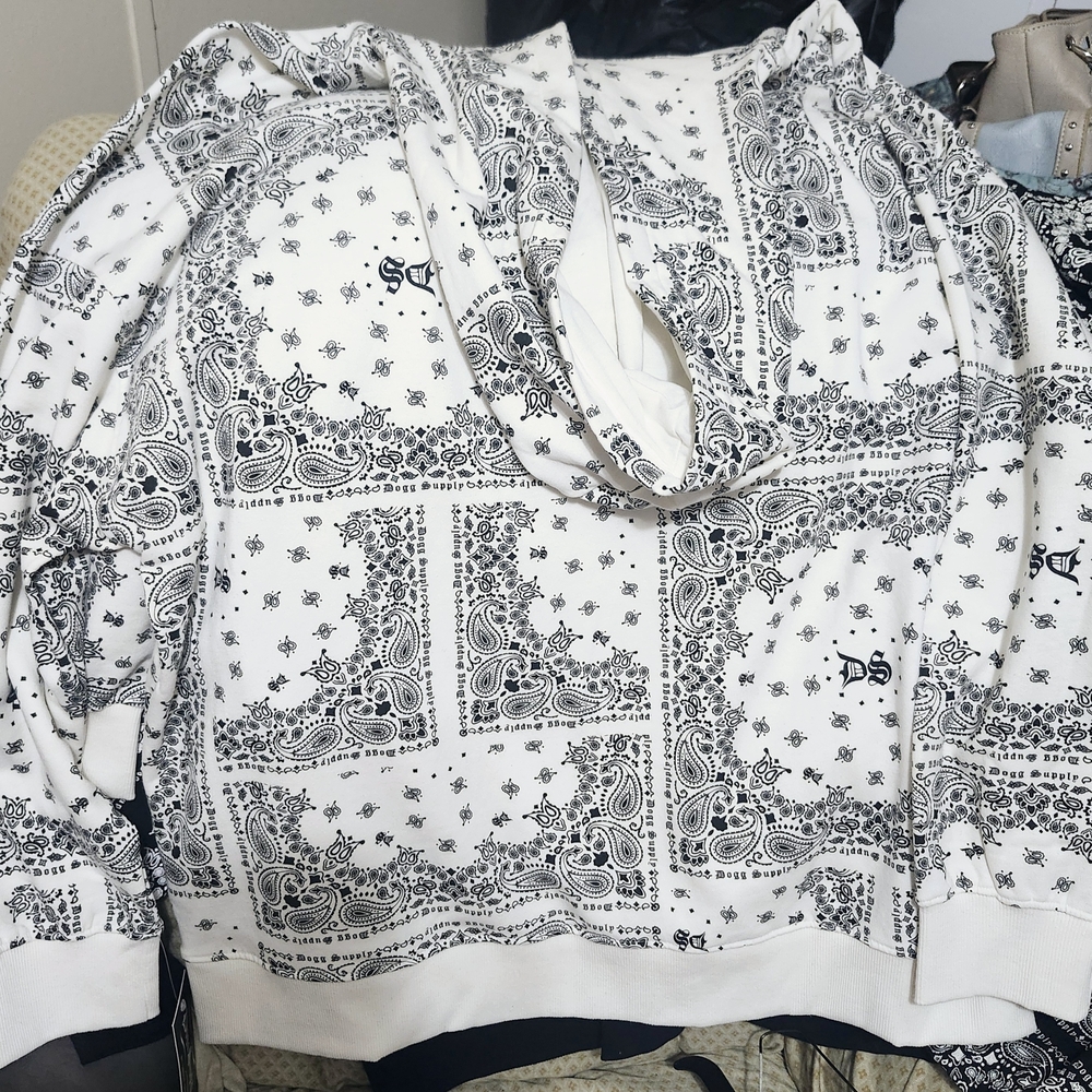 Black and White Paisley Hoodie